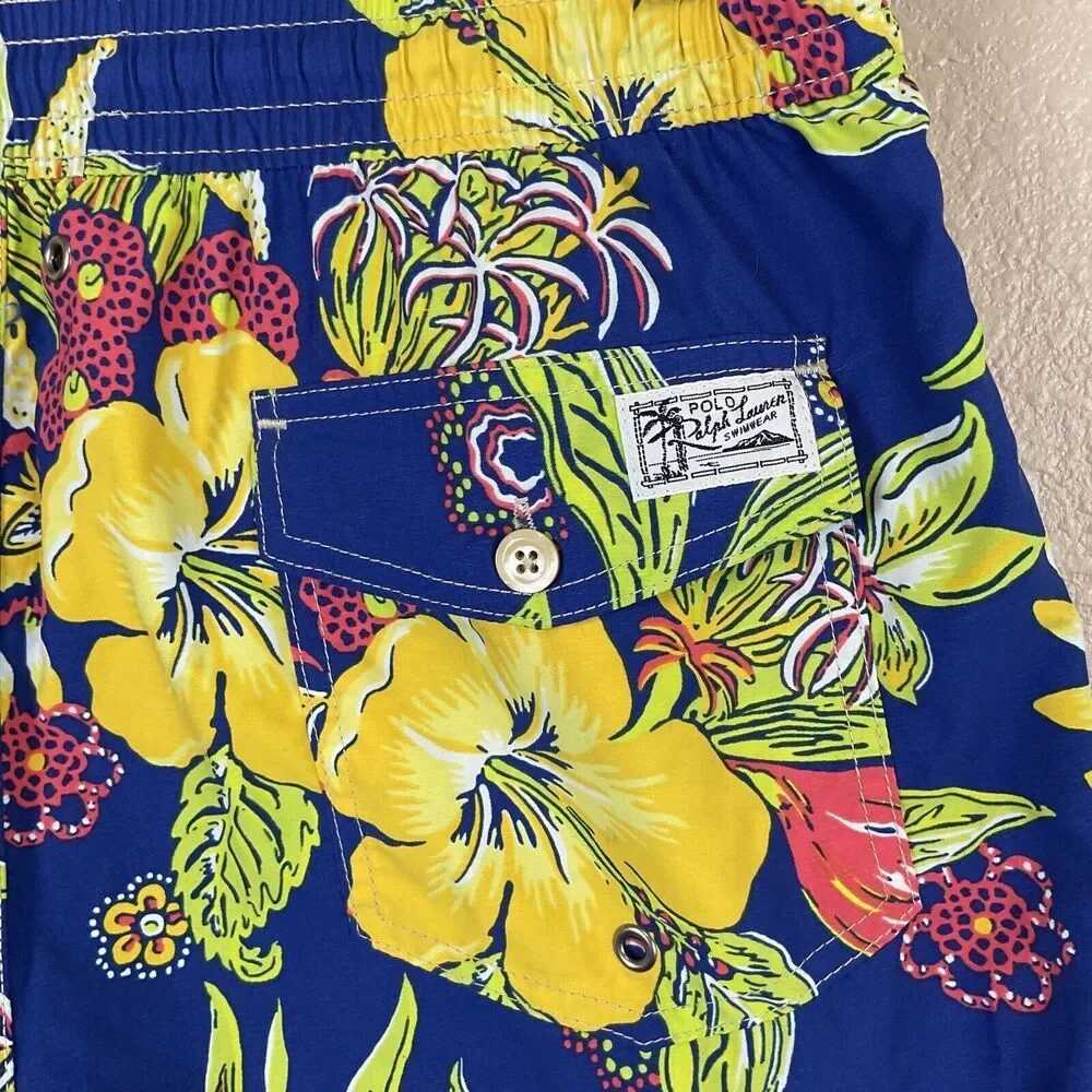 Polo Ralph Lauren Mens Swimwear Trunks Sz M Hawaiian Floral Beach‎ Tropical H3